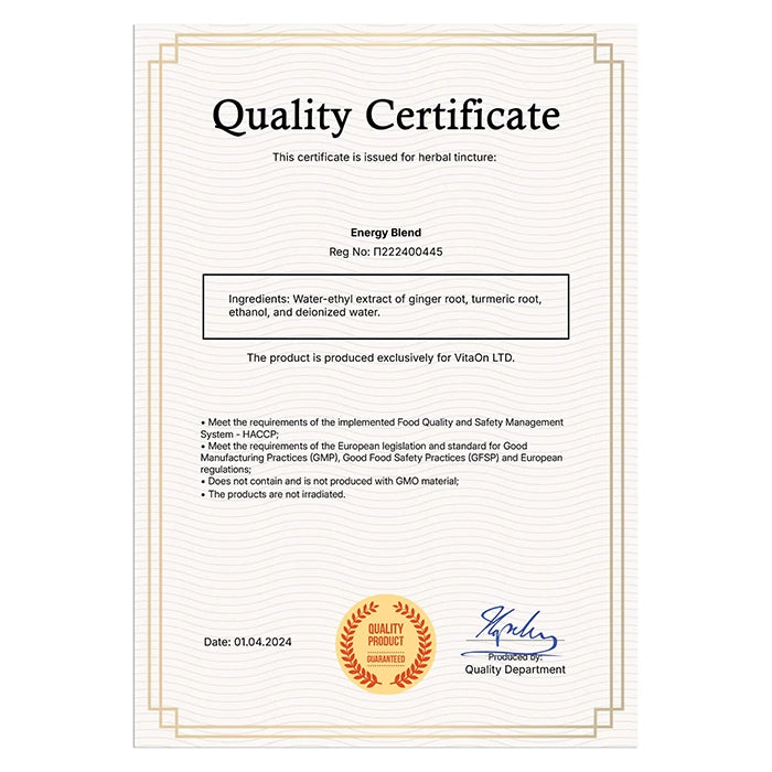 VitaOn Сертификат Био тонус